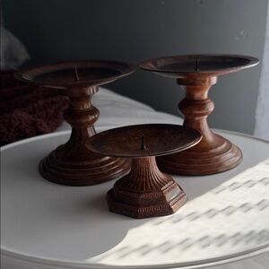 Vintage Brown Metal Candle Holders by Hosley